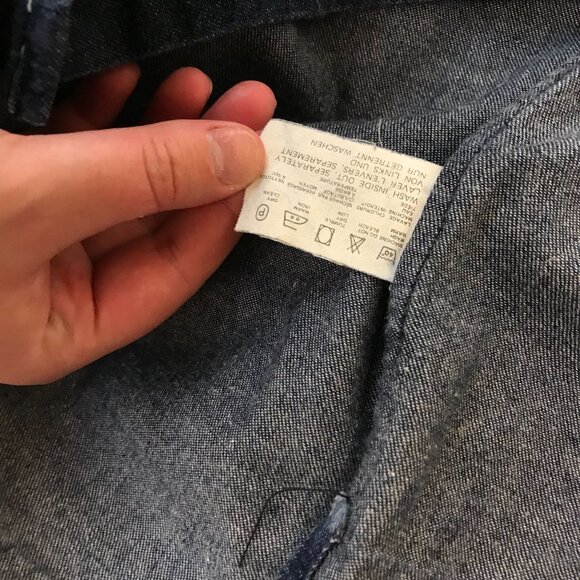 ESPRIT - WOMEN'S LARGE - BLUE DENIM LONG SLEEVE TOP CHORE SHIRT VINTAGE Y2K - Picture 8 of 8